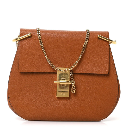 Grained Lambskin Mini Drew Shoulder Bag Caramel