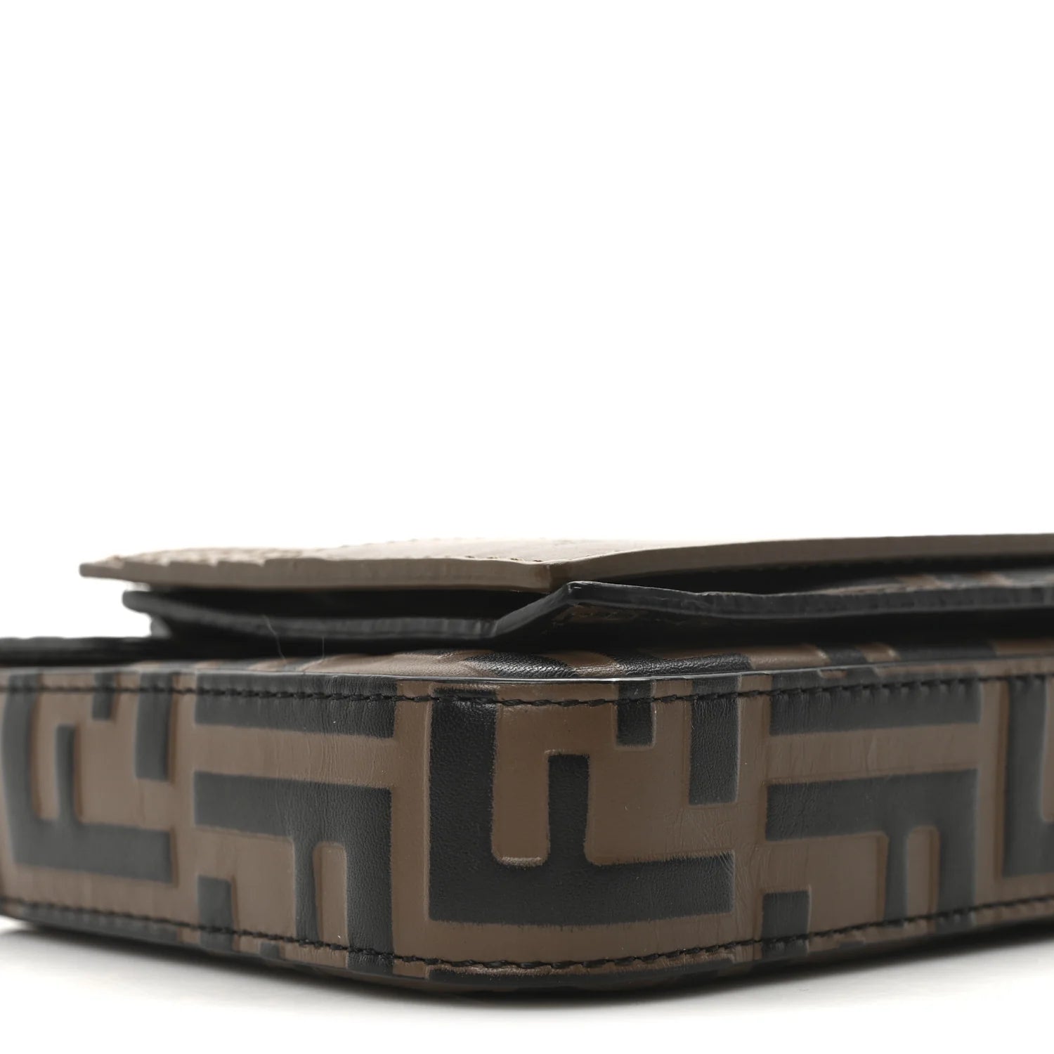 Vitello Soft F Is  Bi-Color FF 1974 Embossed Envelope Wallet on Chain with Pouches Maya Black