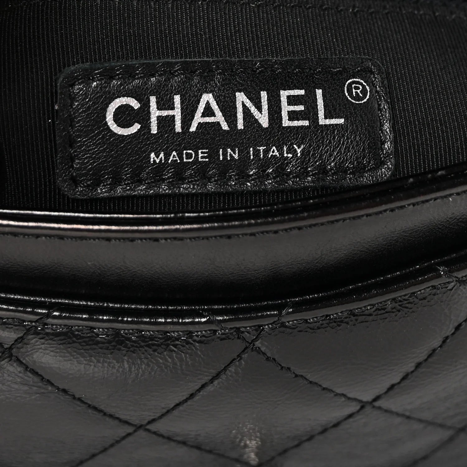 Shiny Goatskin Quilted Medium Flap Black