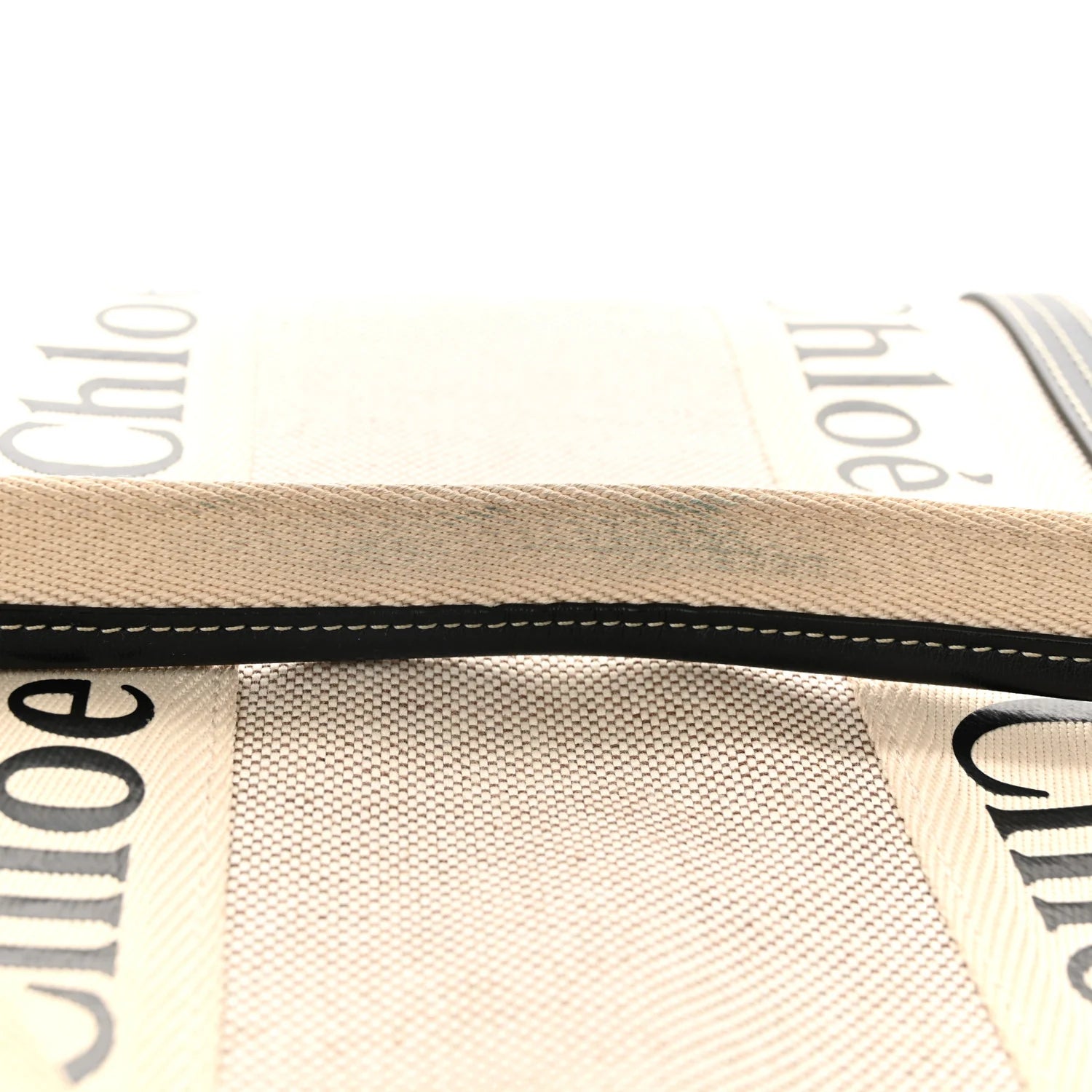 Cotton Calfskin Large Woody Ribbon Tote White Blue