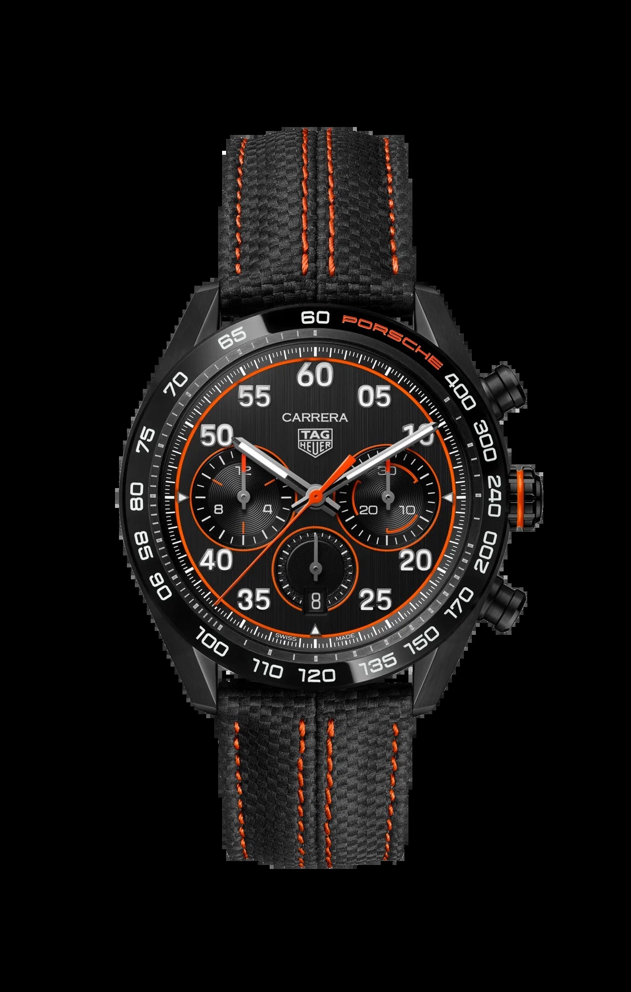 Unworn  Carrera Chronograph X Porsche Orange Racing Special Edition, Dlc-Coated Stainless Steel, 44Mm, Ref# CBN2A1M.FC6526, Box & Papers