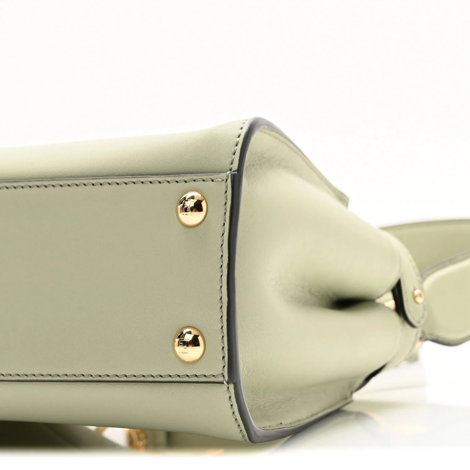 Vitello Seta Canvas FF Embroidered Mini Peekaboo Iconic Satchel Green Tea