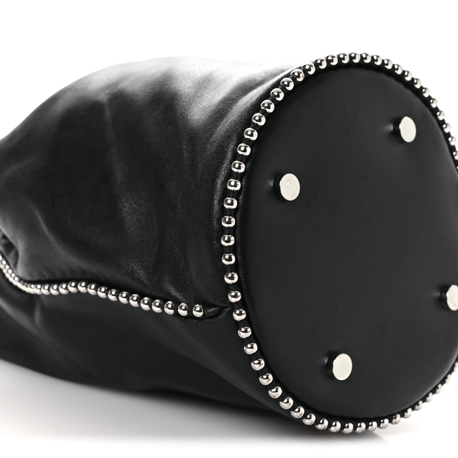 Lambskin Attica Chain Dry Sack Bucket Bag Black