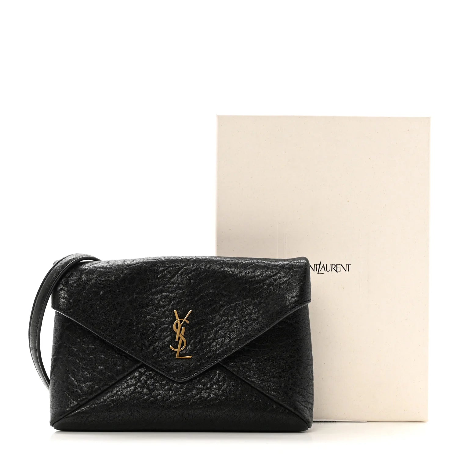 Grained Lambskin Small Cassandre Chain Pouch Black