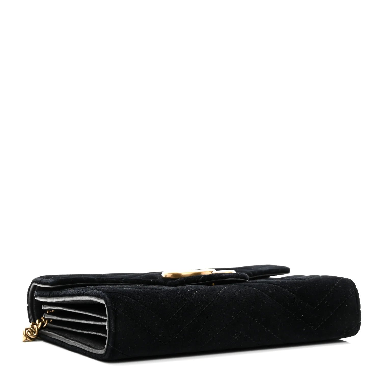Velvet Matelasse GG Marmont Chain Wallet Black