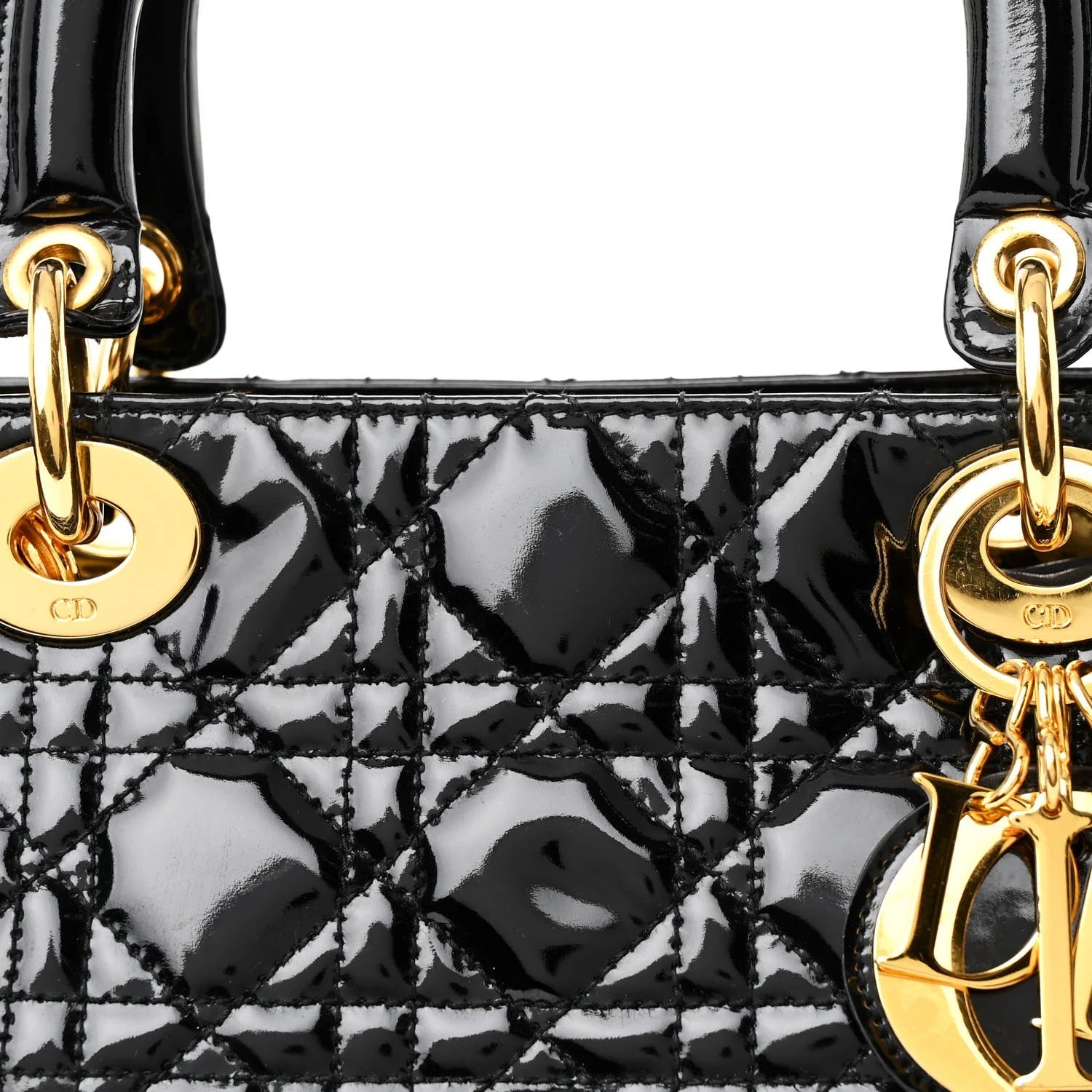 Patent Cannage Medium Lady Dior Black