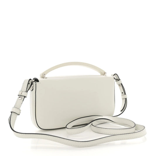 X MARC JACOBS Nappa Logo Phone Baguette White Black
