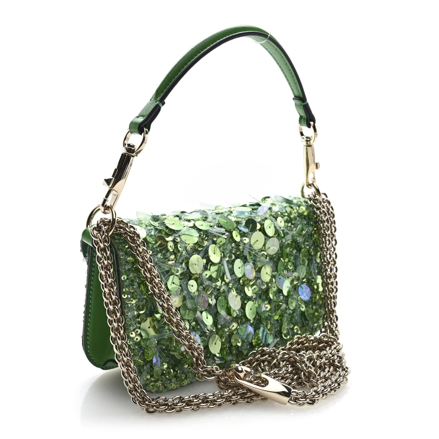 Sequin Crystal Vlogo Embroidered Small Loco Shoulder Bag Multicolor