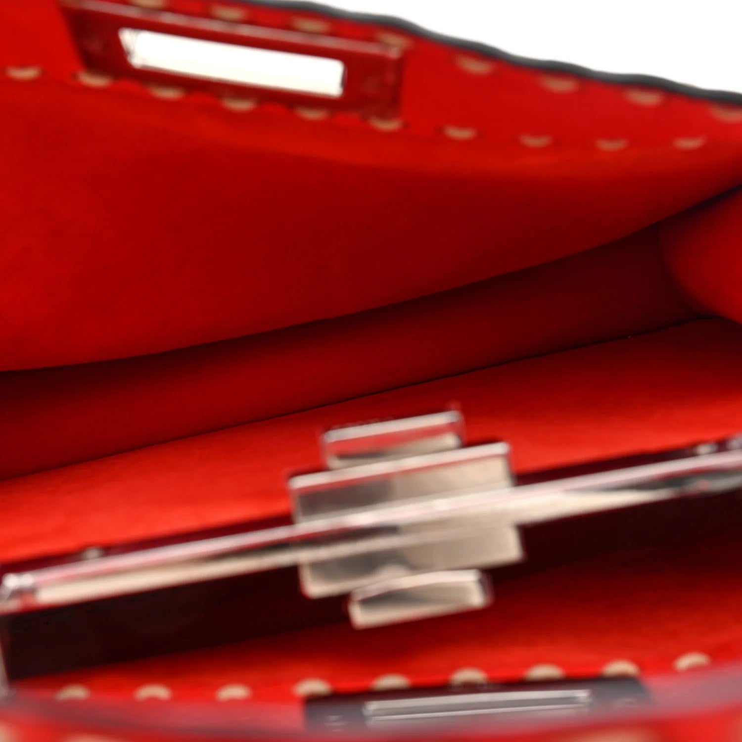 Vitello Granato Camoscio Selleria Macro Stitchings Medium Peekaboo I SEE U Satchel Tullipano