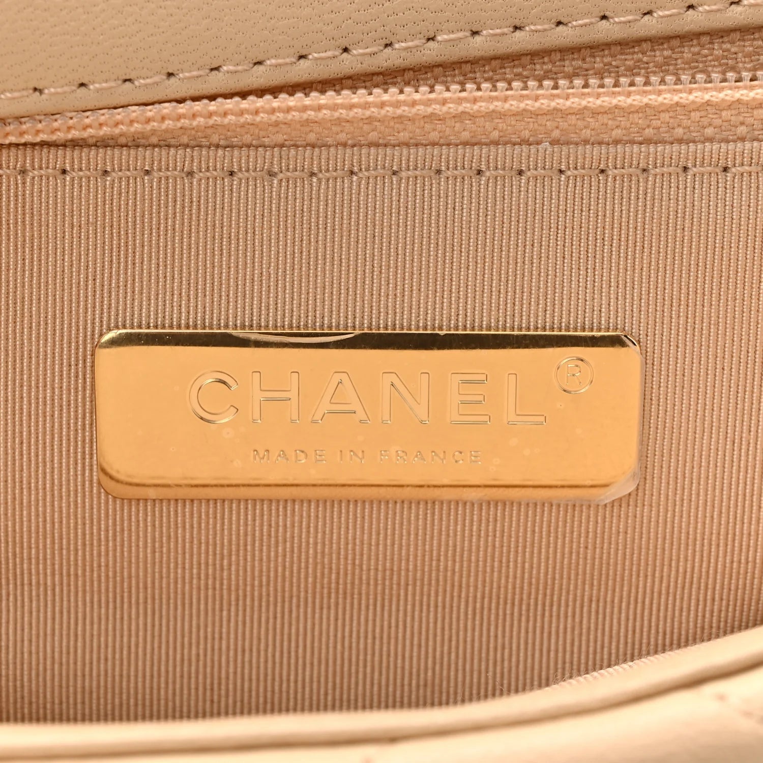 Shiny Goatskin Quilted Medium  19 Flap Beige