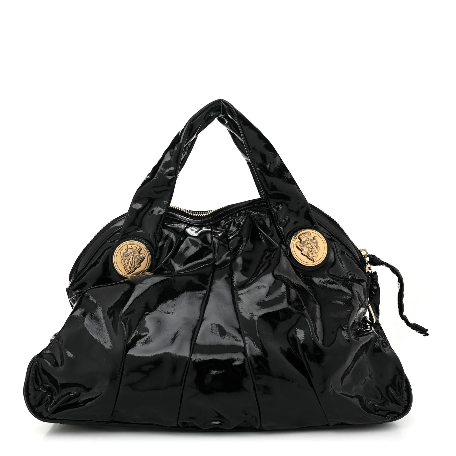 Patent Large Hysteria Top Handle Bag Black