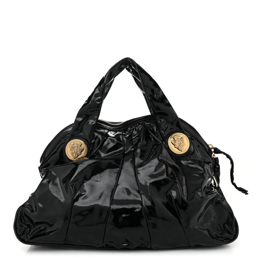 Patent Large Hysteria Top Handle Bag Black