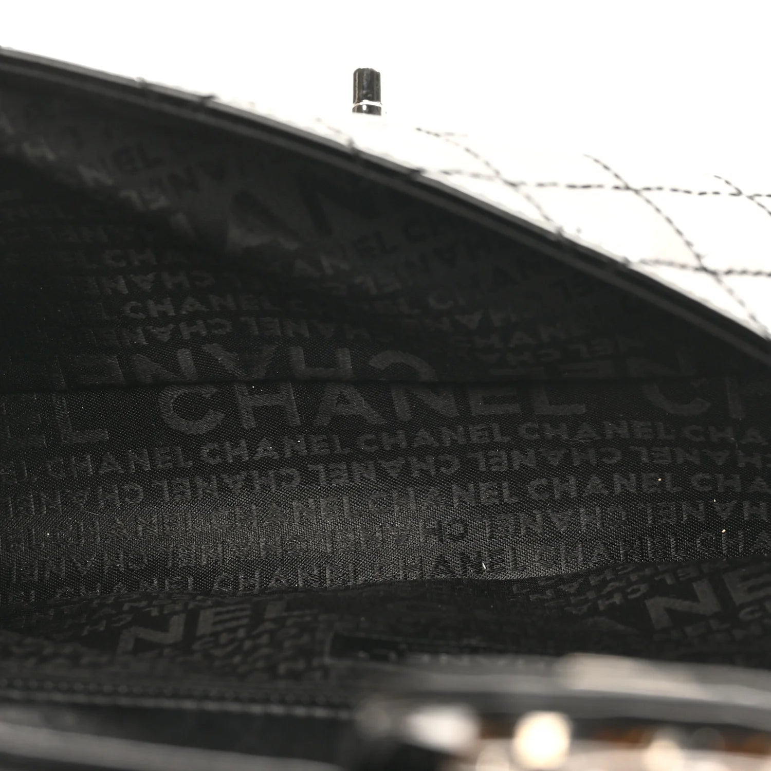 Patent Quilted Medium Diagonal CC Flap Black