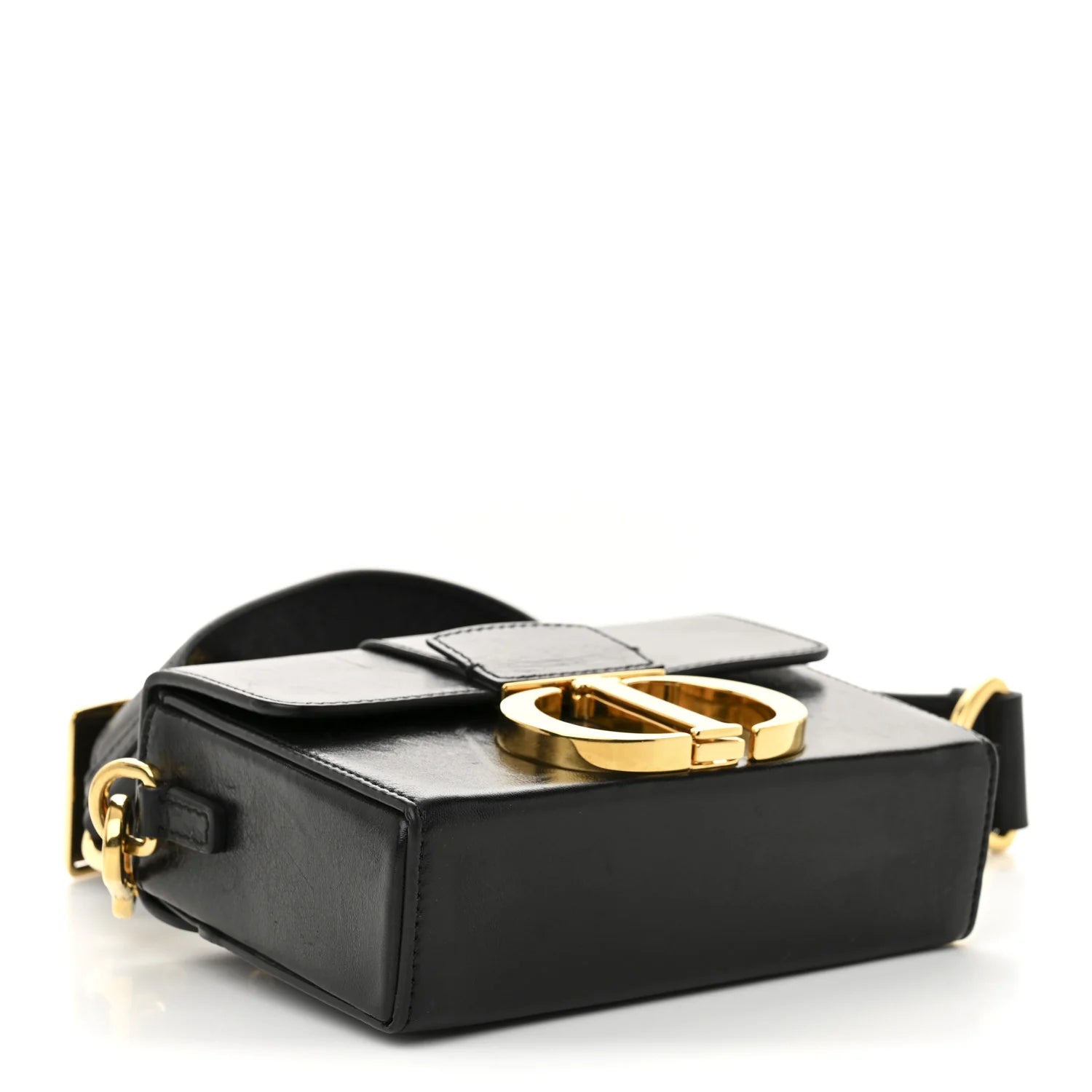 Crackled Lambskin 30 Montaigne Box Bag Black