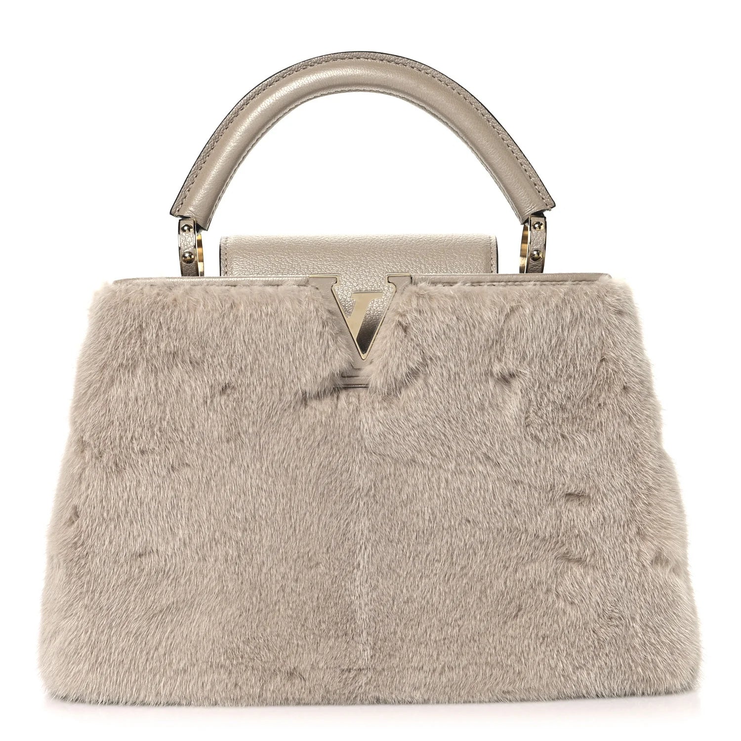 Mink Goatskin Capucines BB Beige