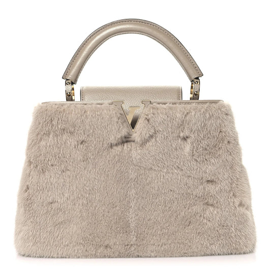 Mink Goatskin Capucines BB Beige