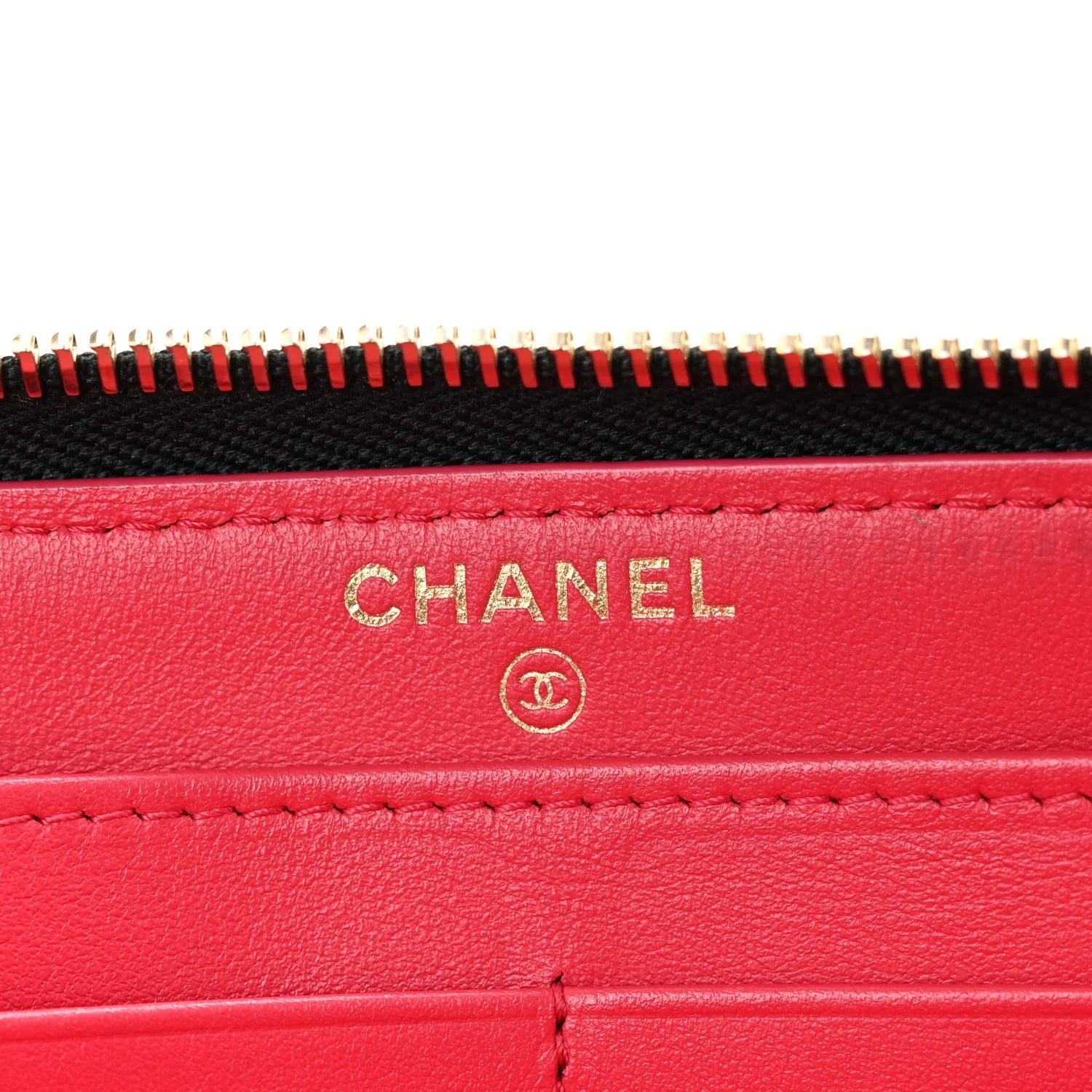 Shiny Aged Calfskin Quilted CC Wallet Black