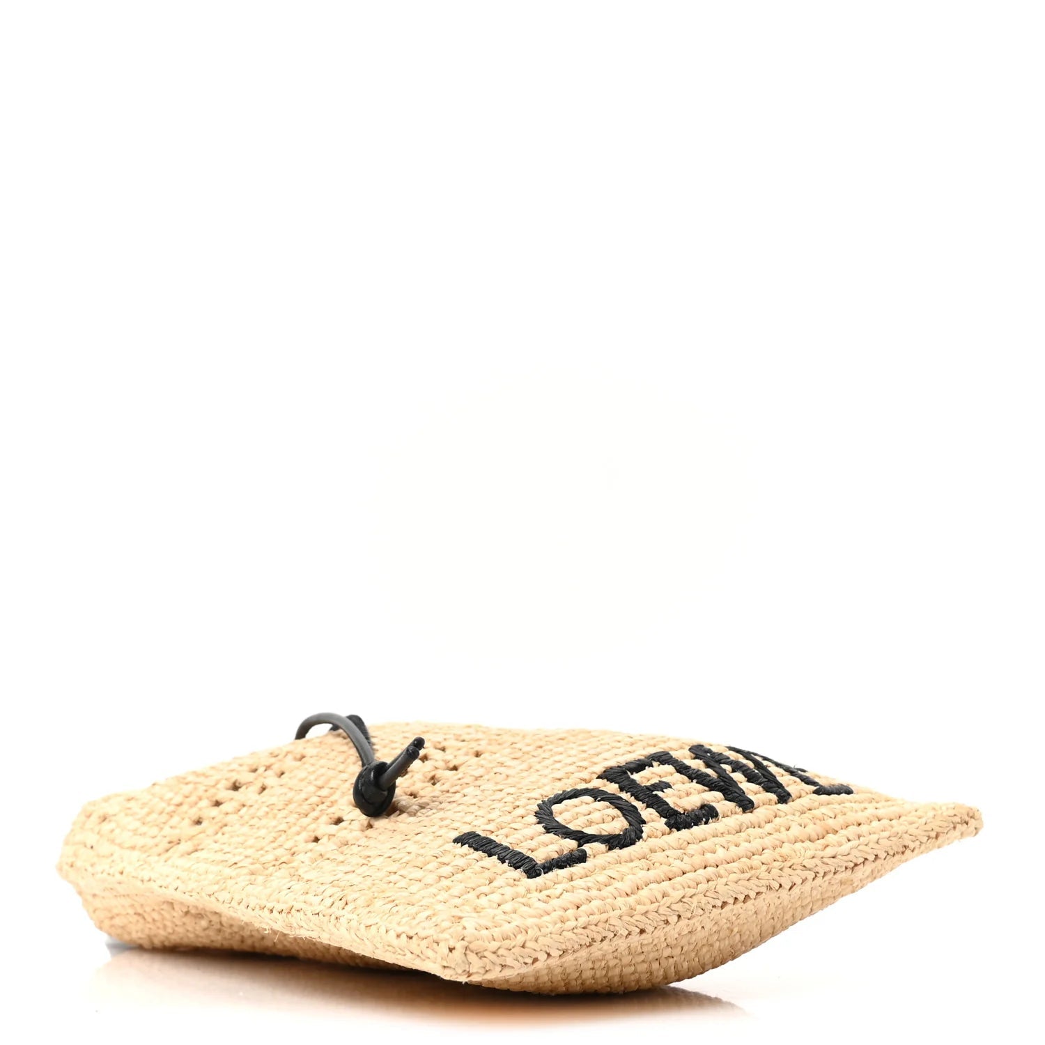 Raffia Logo Drawstring Pocket Crossbody Natural Black