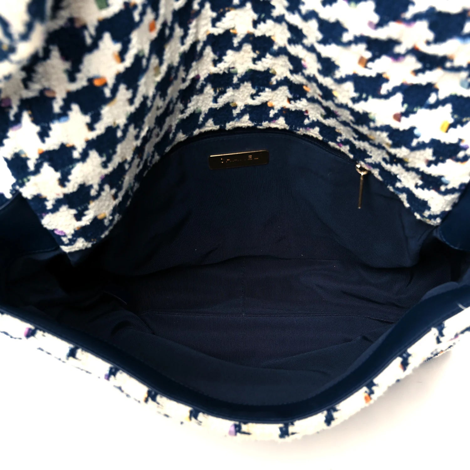 Tweed Quilted Maxi  19 Flap Ecru Navy Blue Multicolor