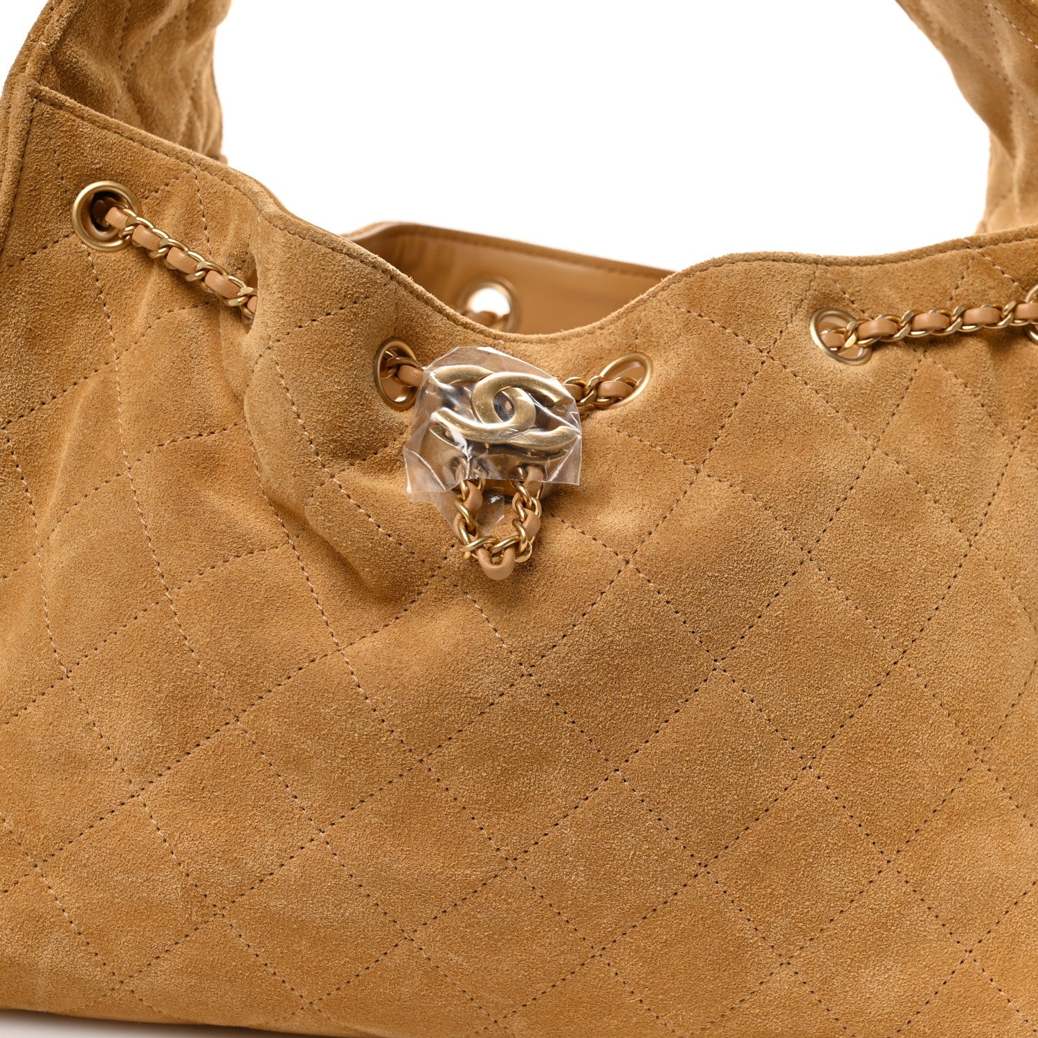 Suede Quilted Small  25 Handbag Beige