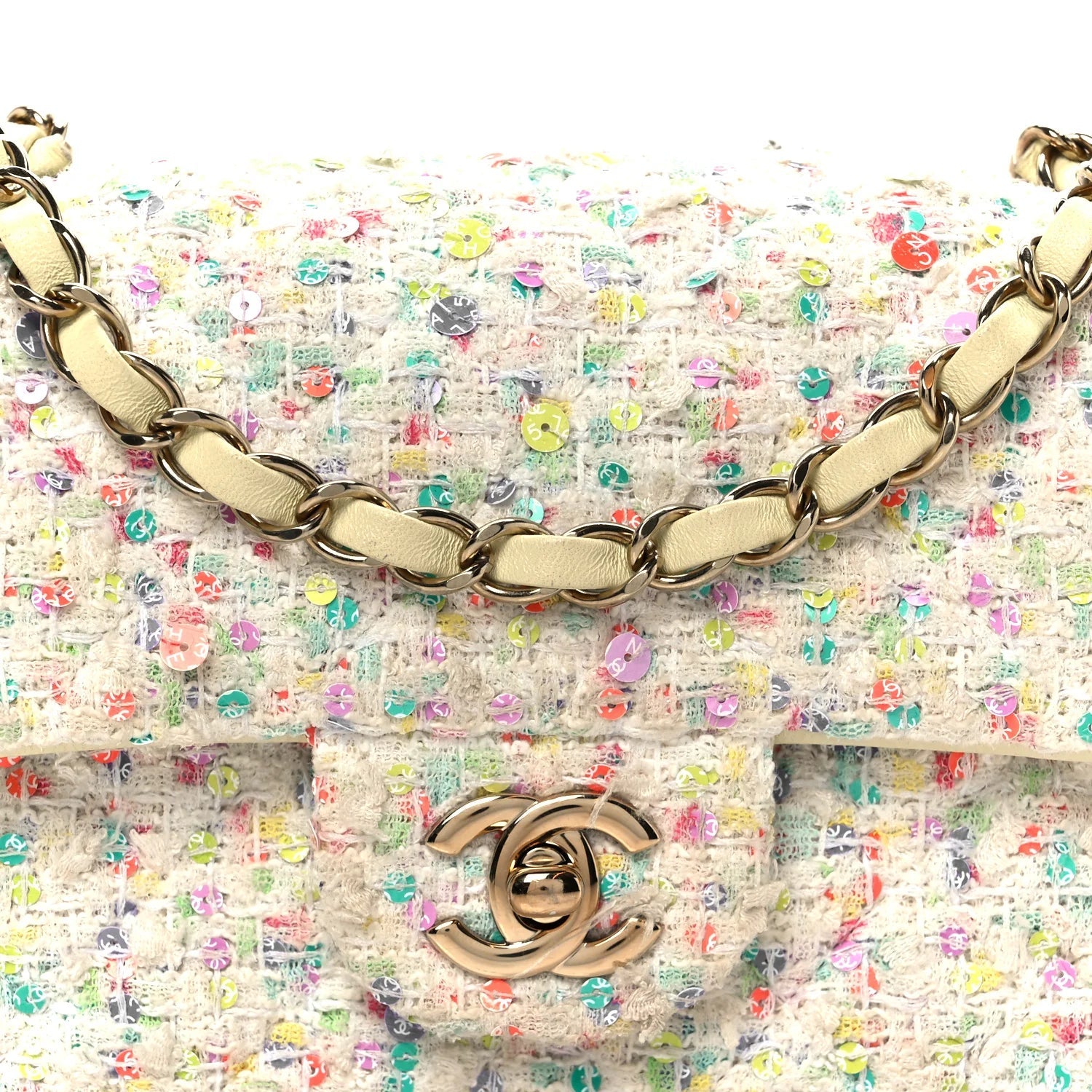 Tweed Quilted Mini Rectangular Flap Ecru Green Purple Red Yellow