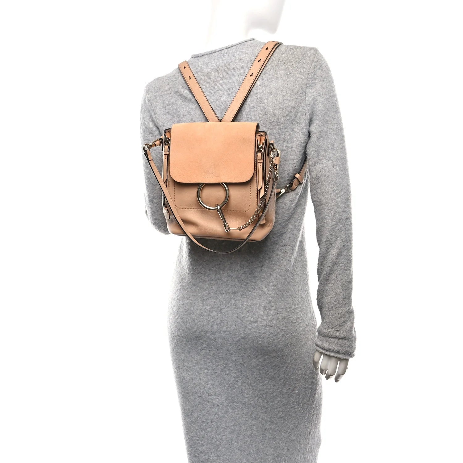 Suede Calfskin Small Faye Backpack Blushy Pink