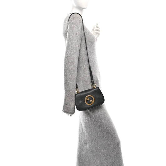 Roxy Calfskin Web Mini Blondie Shoulder Bag Black