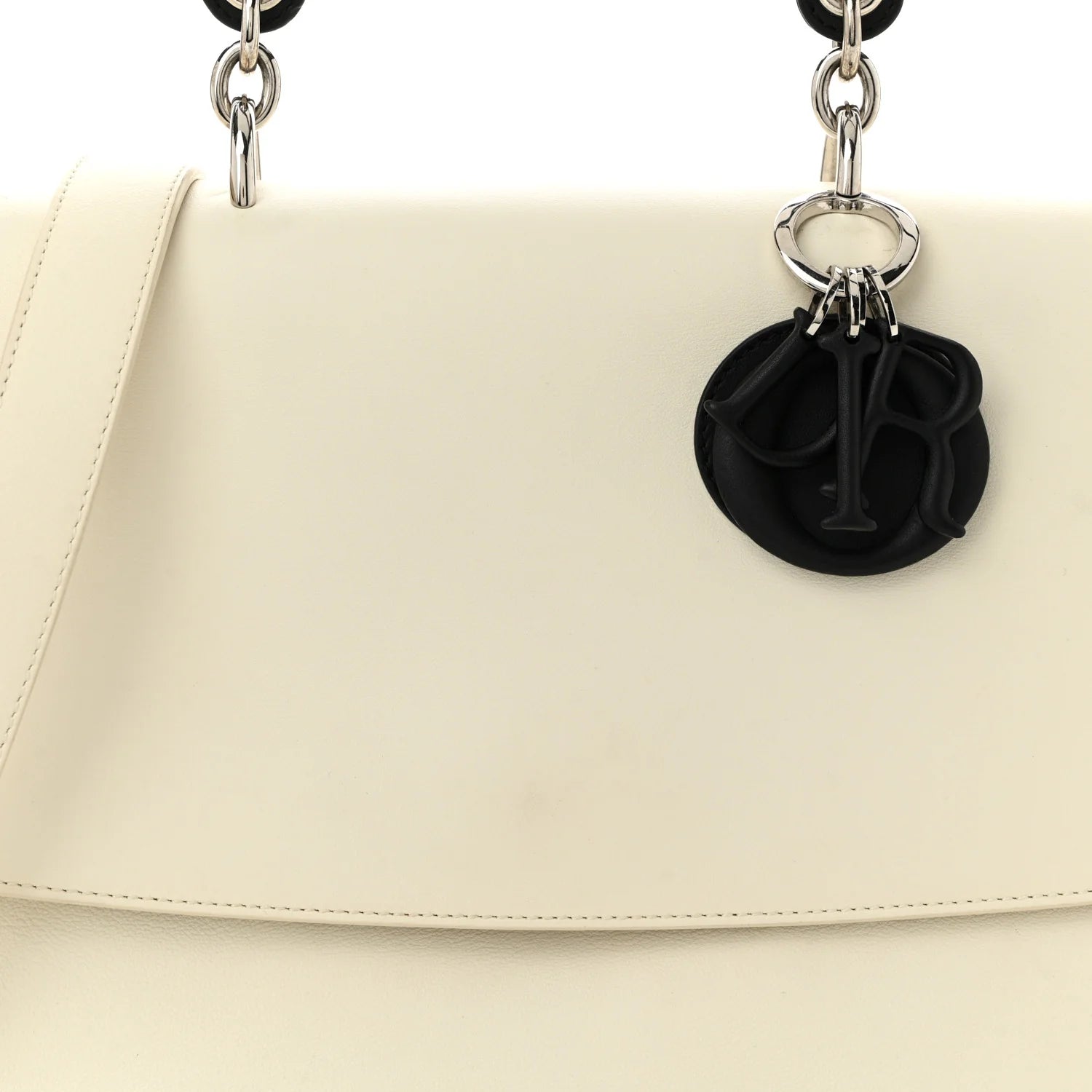 Smooth Calfskin Bi-Color Medium Be Dior Flap White Black