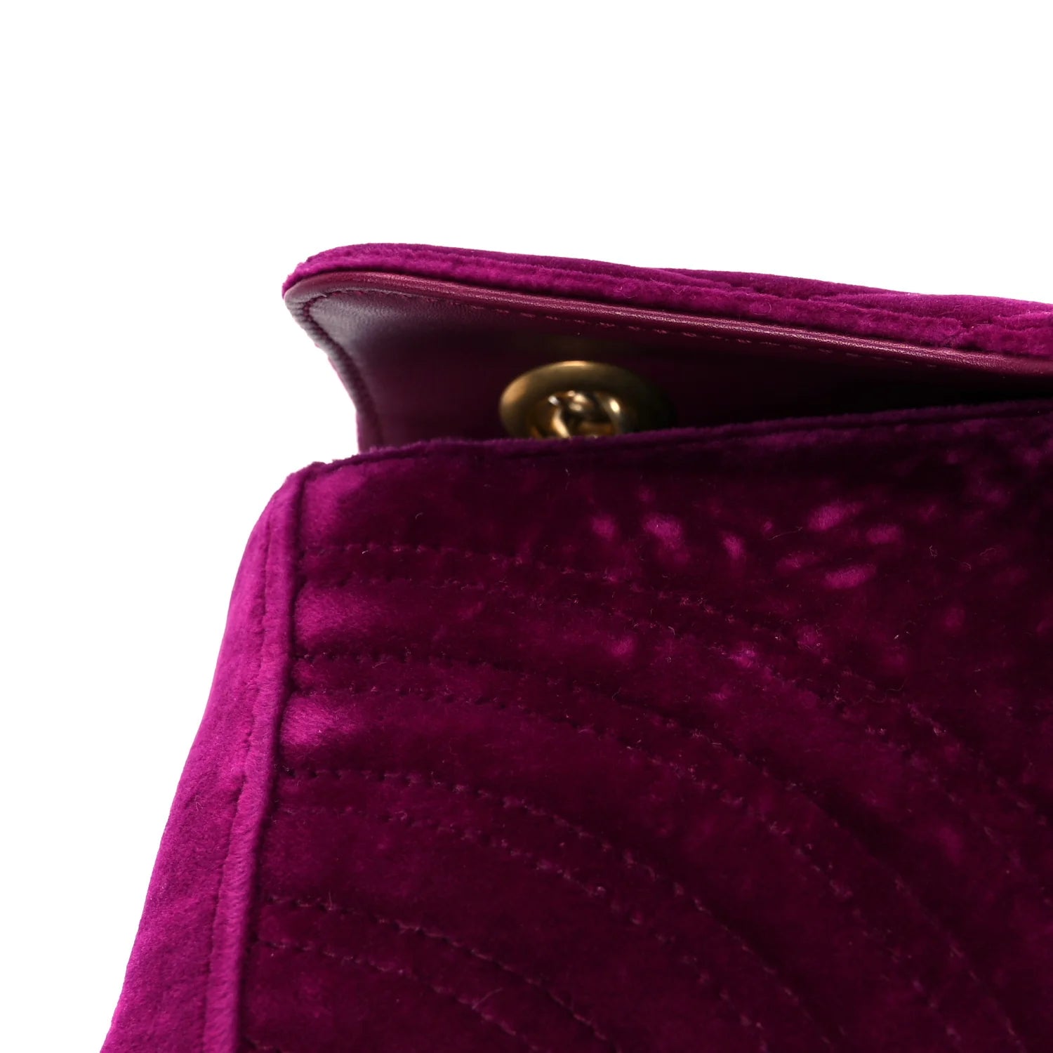 Velvet Matelasse Small GG Marmont Shoulder Bag Fuchsia Violet Cyclamen