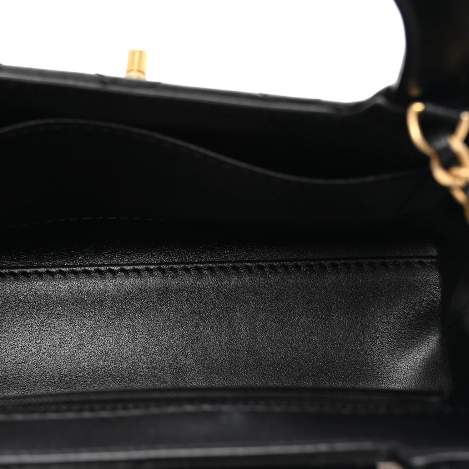 Shiny Aged Calfskin Quilted Nano Kelly Shopper Black