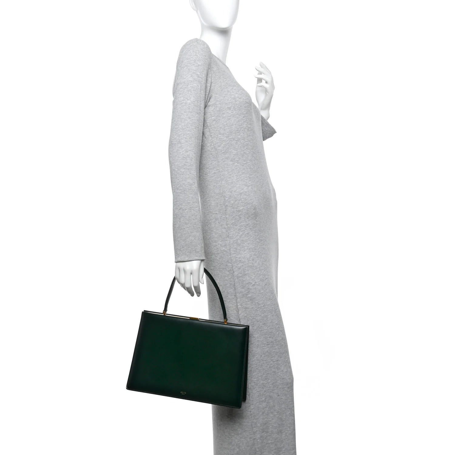 Patina Box Calfskin Medium Clasp Bag Dark Green