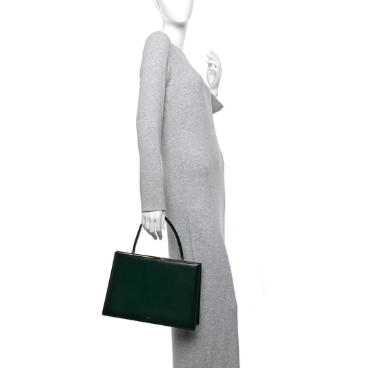 Patina Box Calfskin Medium Clasp Bag Dark Green