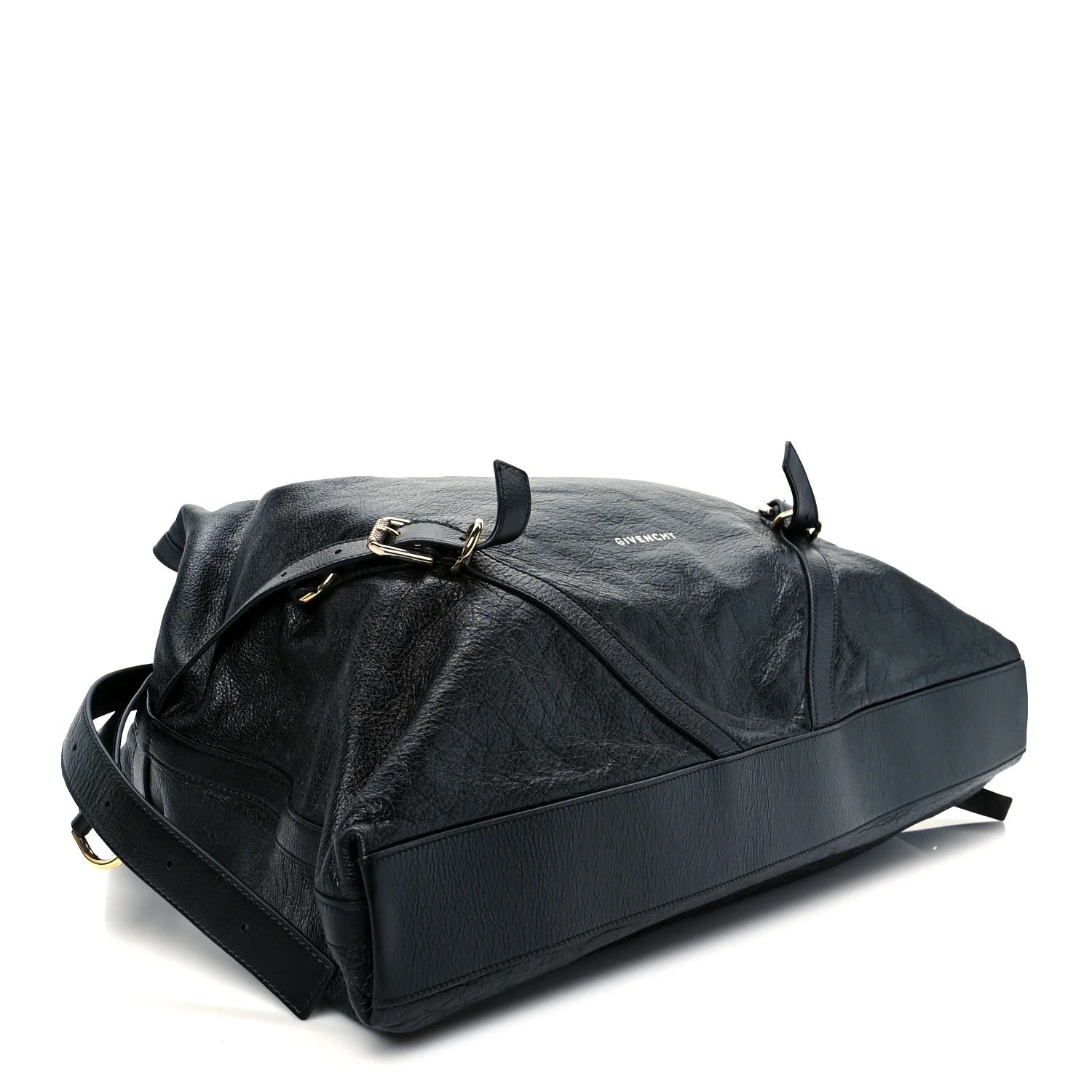 Tumbled Calfskin Large Voyou Bag Black