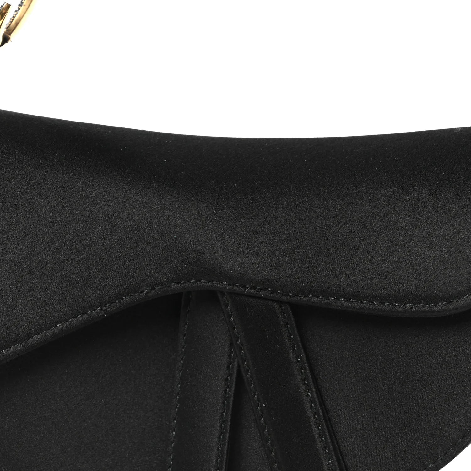 Satin Crystal Mini Saddle Bag Black