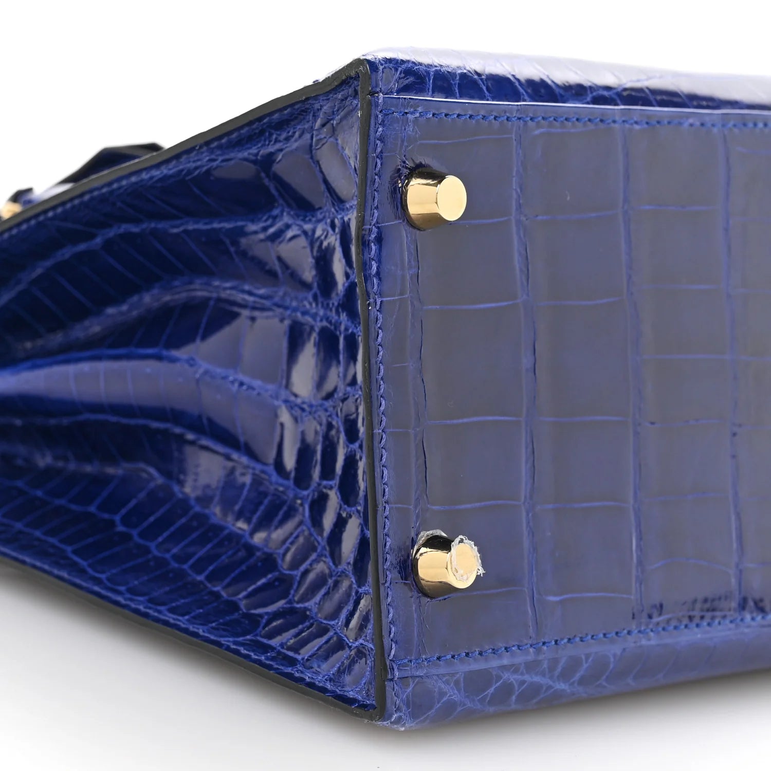 Shiny Niloticus Crocodile Kelly Sellier 28 Bleu Electrique