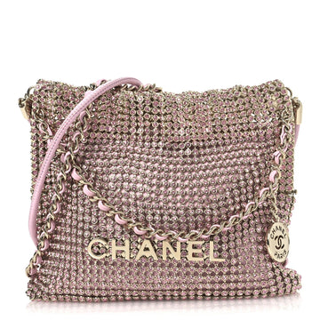 Crystal Embellished Metallic Lambskin Mini  22 Pink