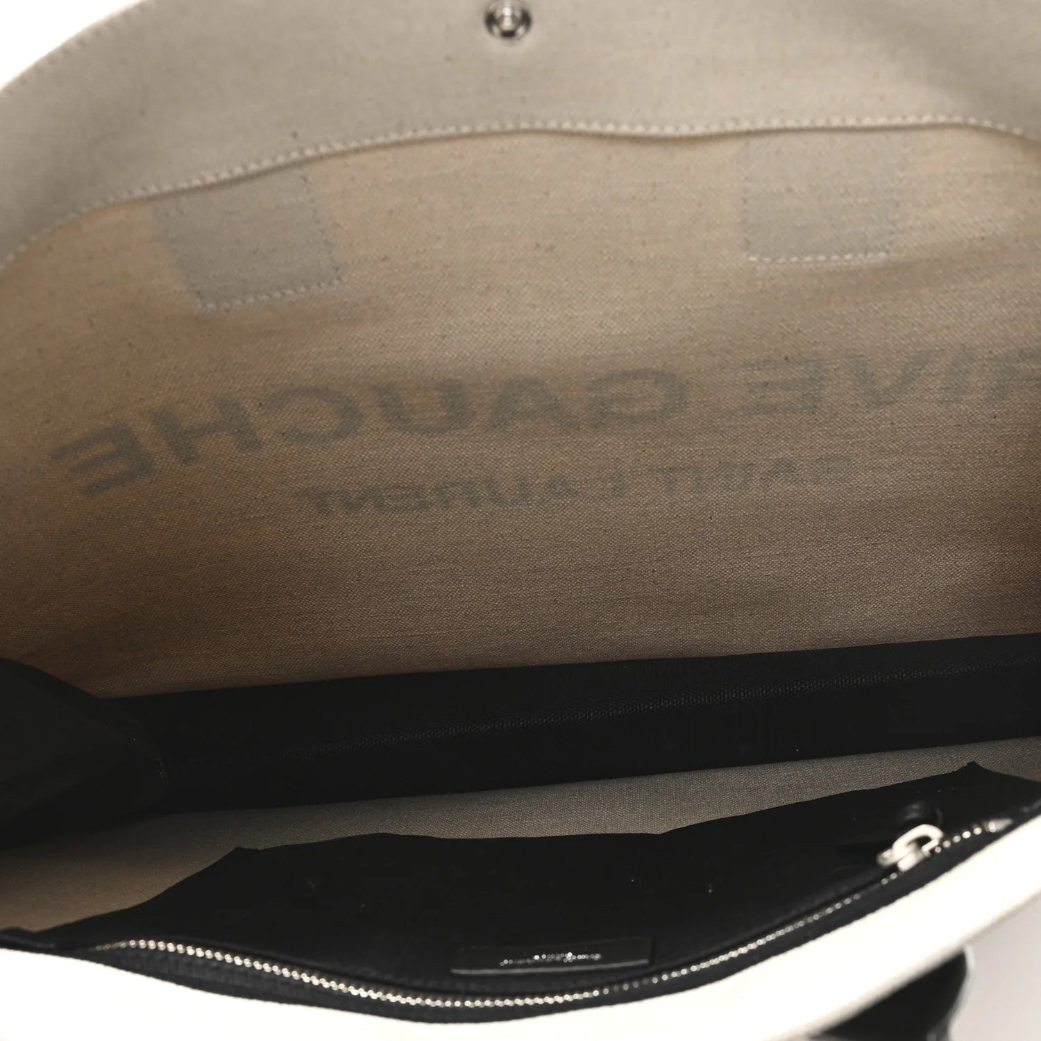 Linen Calfskin Rive Gauche Tote White Black