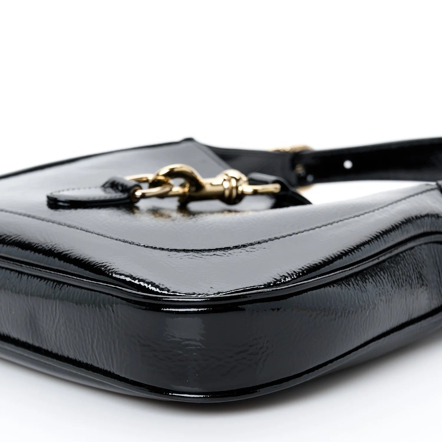 Patent Calfskin Small Jackie Shoulder Bag Black