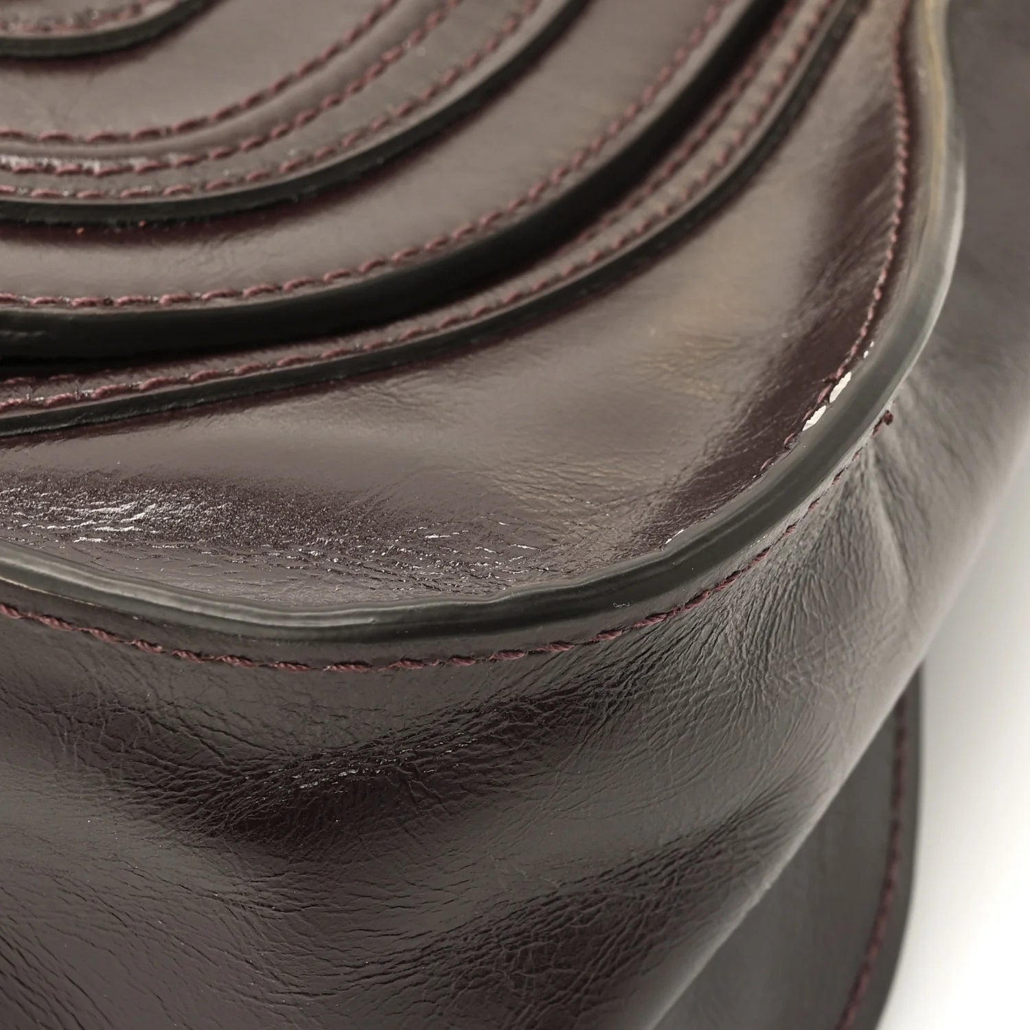 Shiny Calfskin Small Marcie Satchel Auburn Red