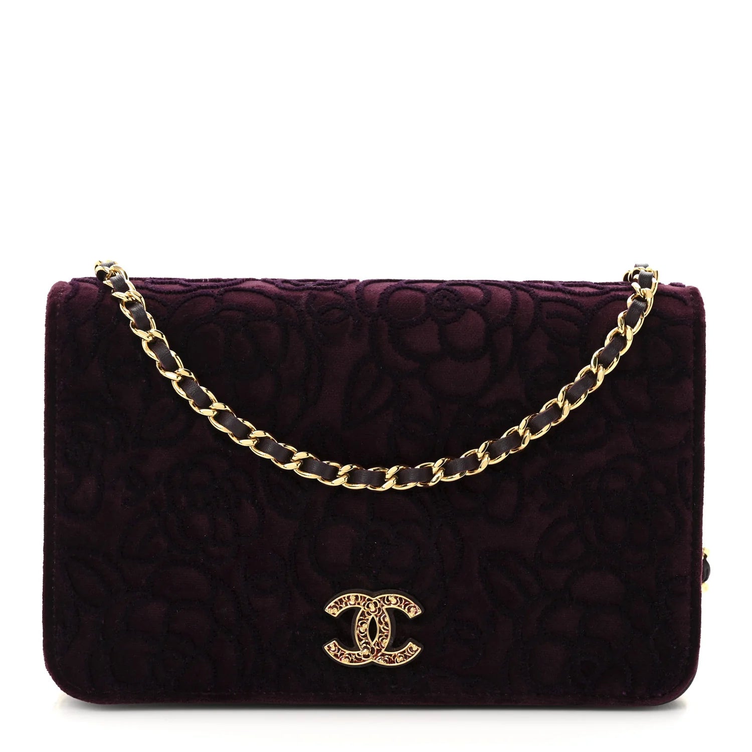 Velvet Metiers D'Art Wallet on Chain WOC Burgundy