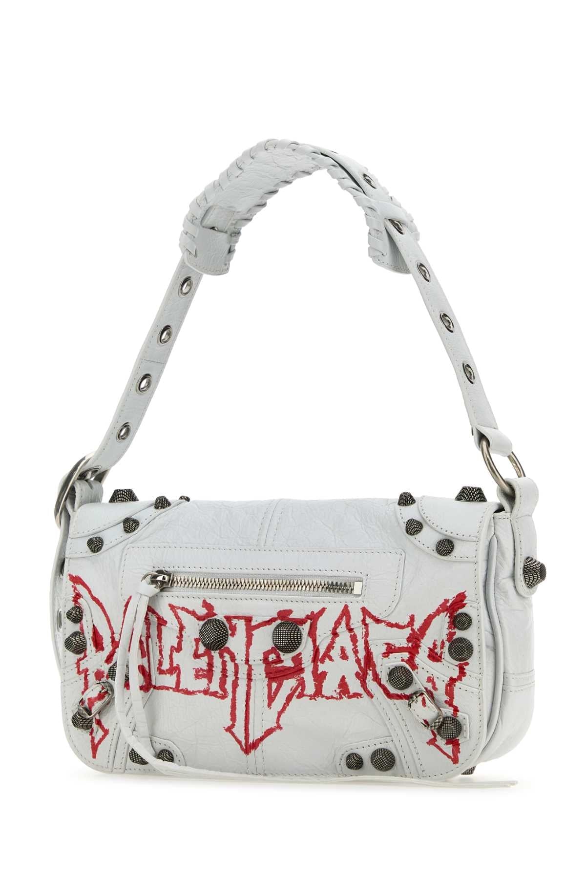 WHITE LEATHER LE CAGOLE XS DIY METAL CROSSBODY BAG