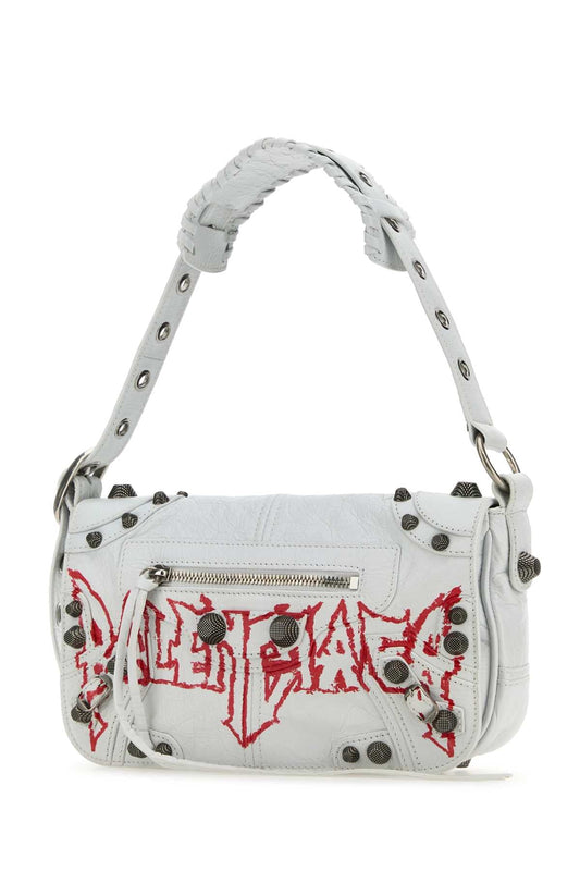 WHITE LEATHER LE CAGOLE XS DIY METAL CROSSBODY BAG