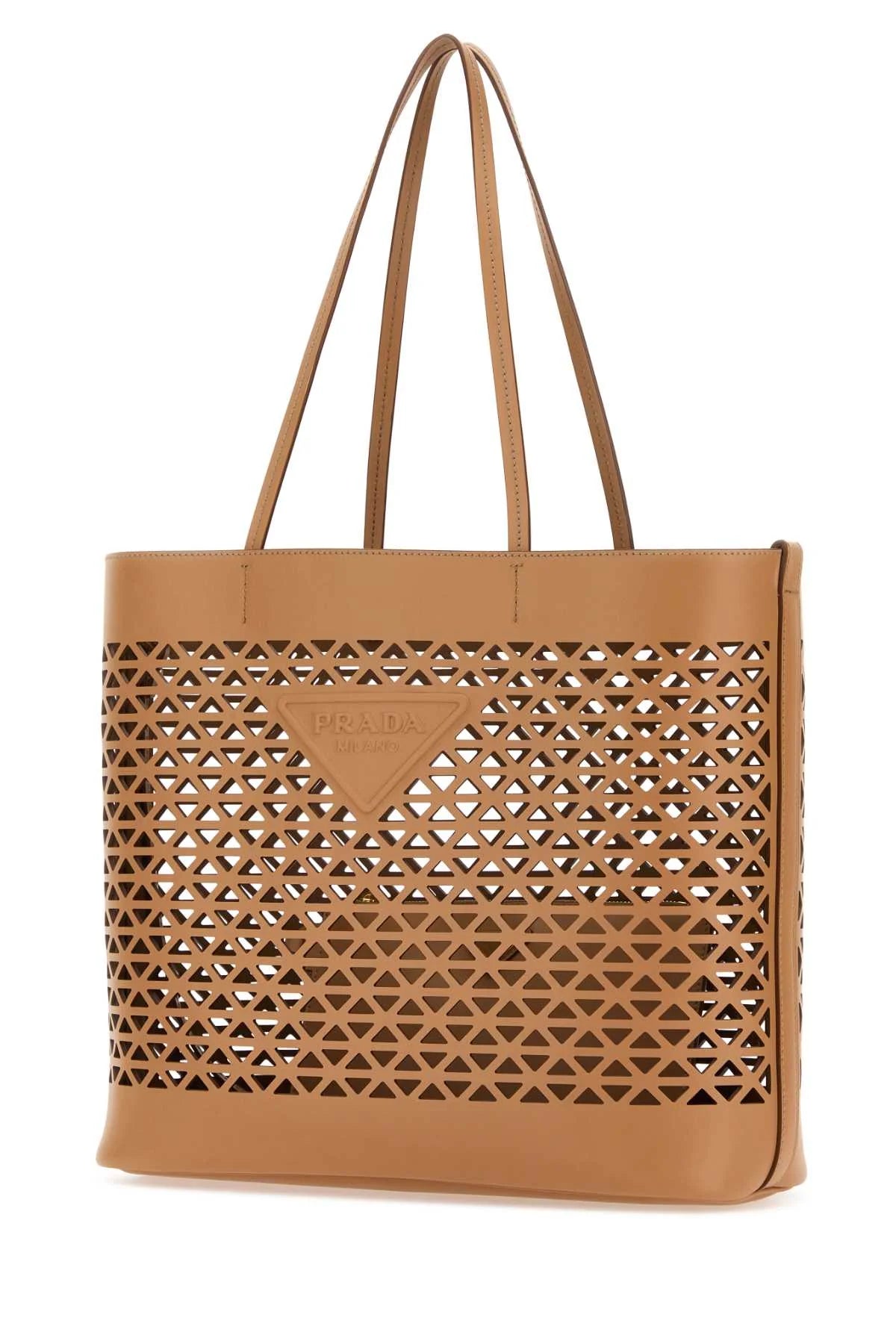 SAND LEATHER SHOPPING BAG