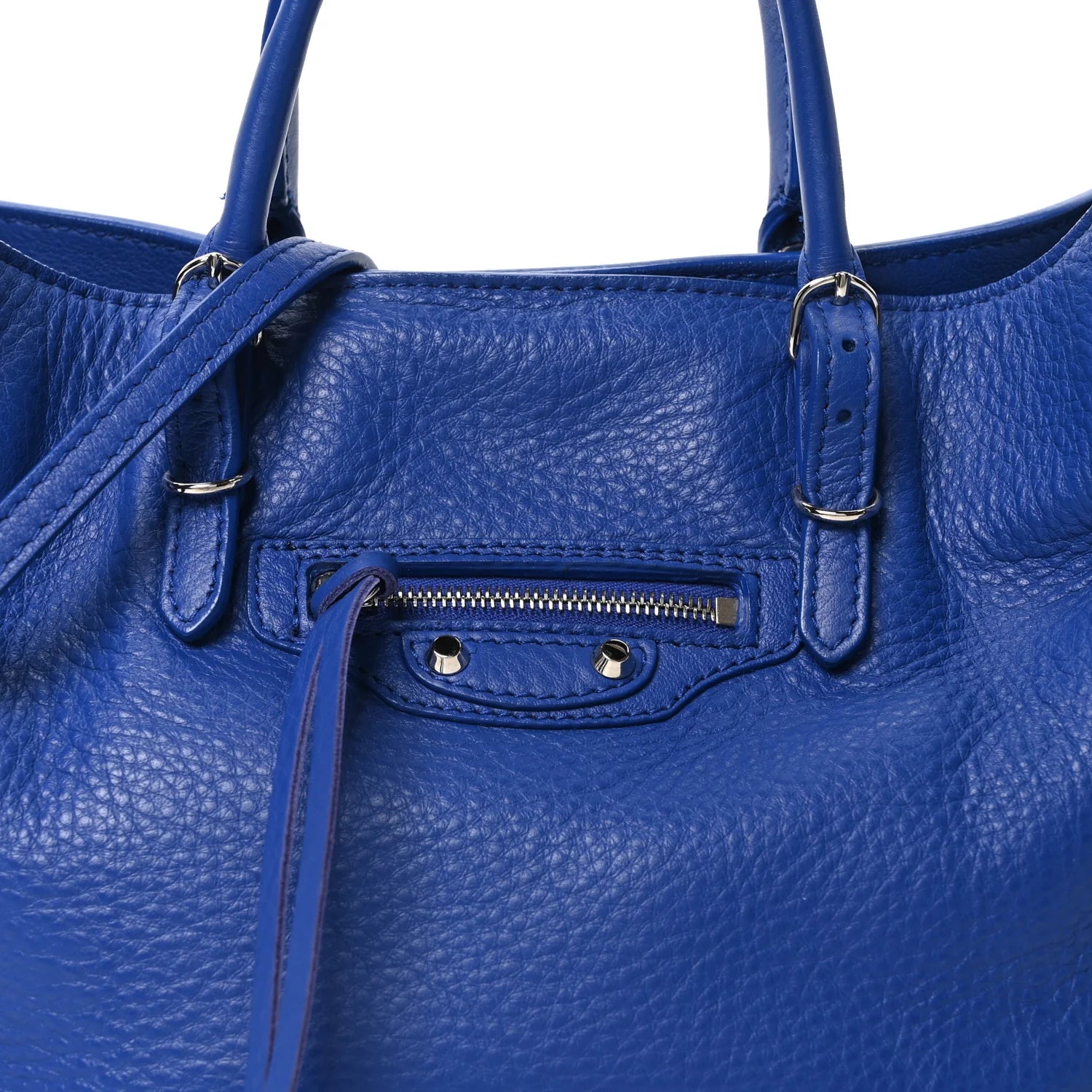 Veau Papier A6 Zip around Tote Bleu Roi