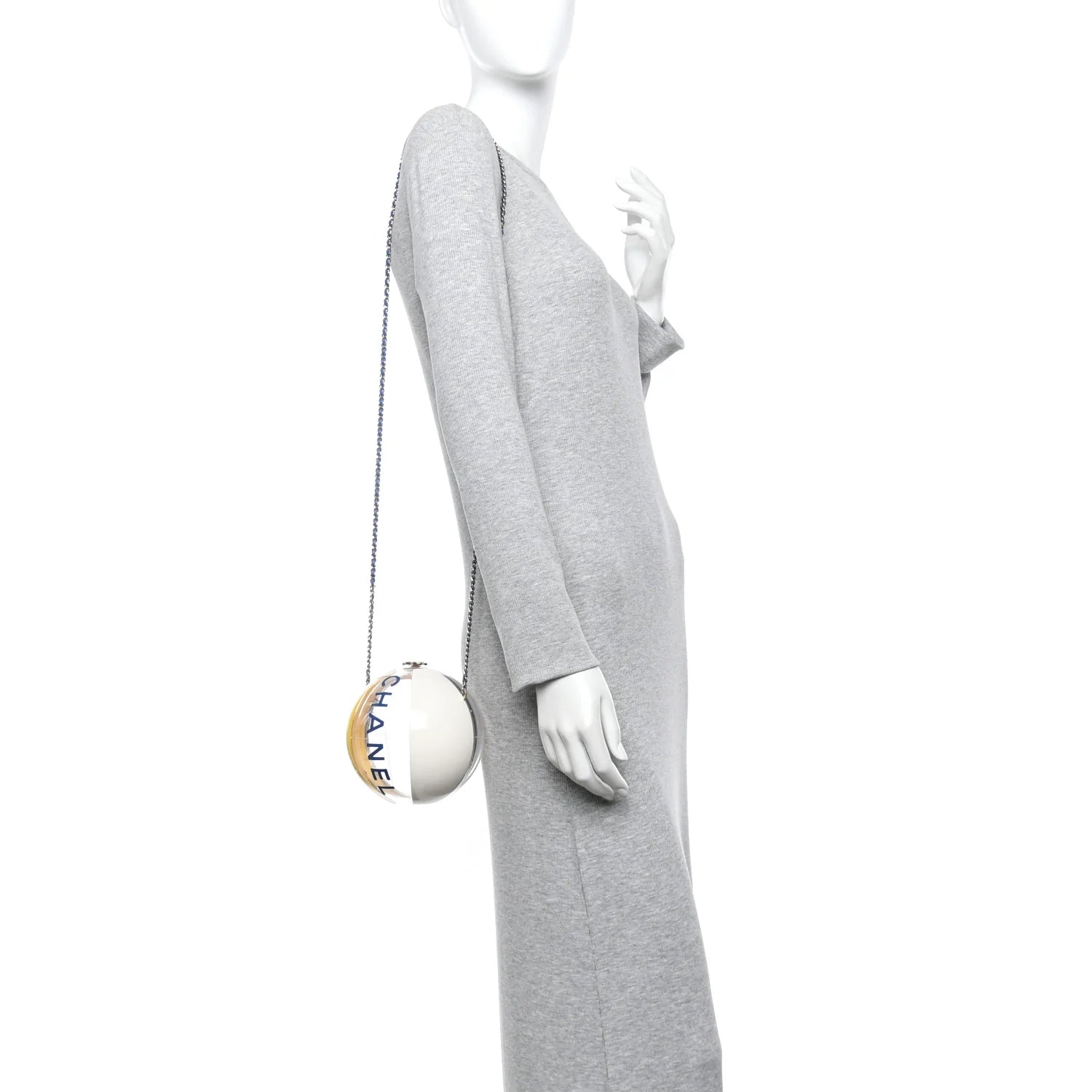 Plexiglass Coco Beach Ball Minaudiere Clutch Yellow White Blue