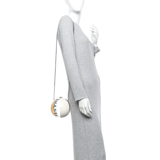 Plexiglass Coco Beach Ball Minaudiere Clutch Yellow White Blue