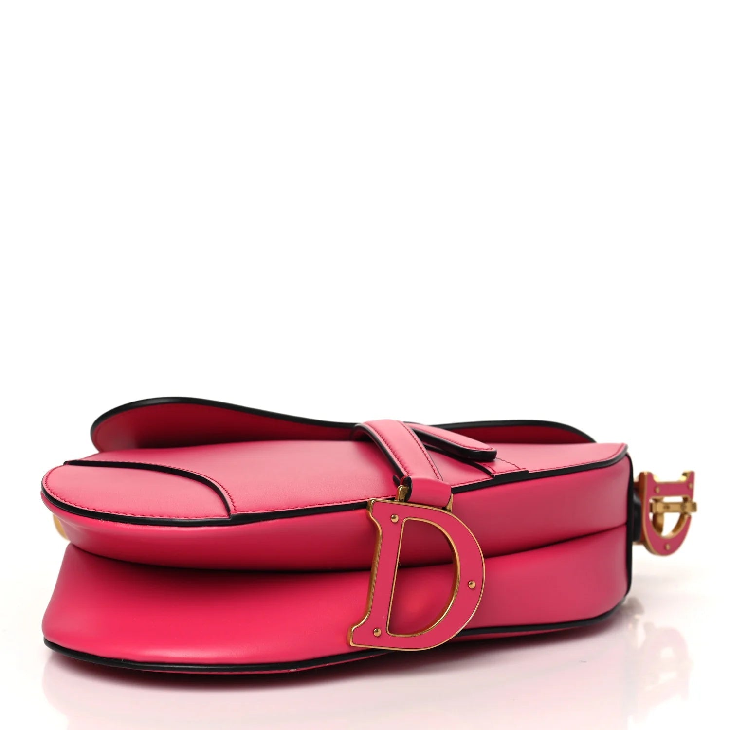 Supple Calfskin Saddle Bag with Strap Passion Pink