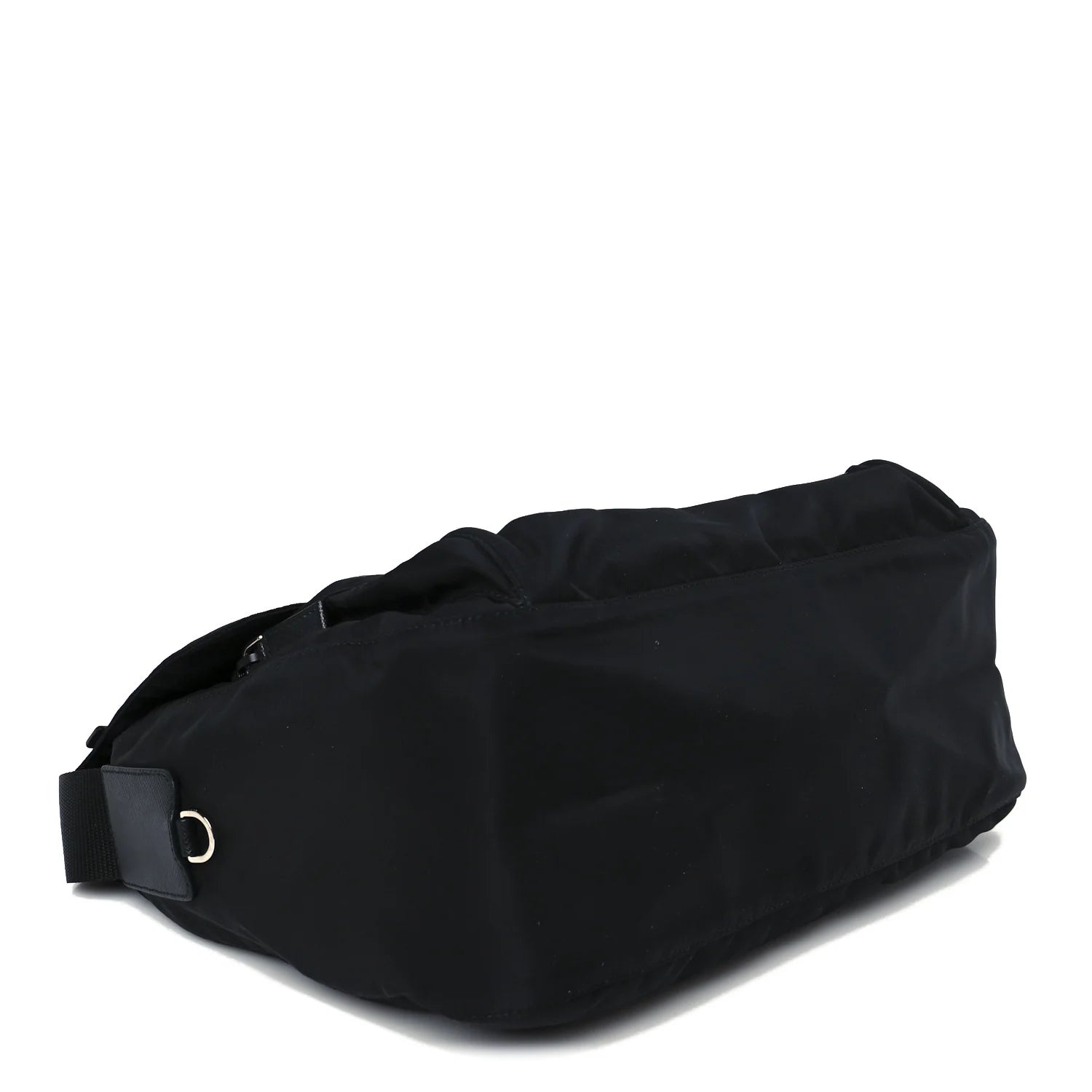 Tessuto Nylon Saffiano Double Buckle Messenger Shoulder Bag Black