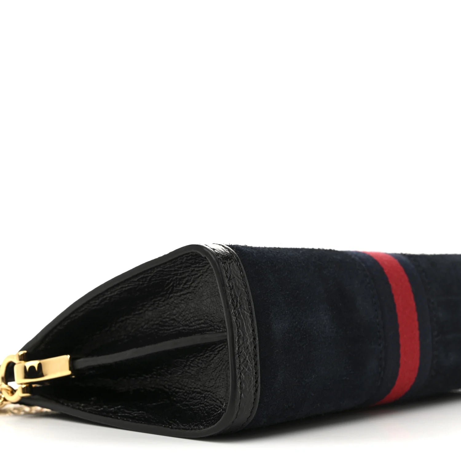 Suede Patent Web Dragon Embroidered Small Ophidia Chain Shoulder Bag Blue Black