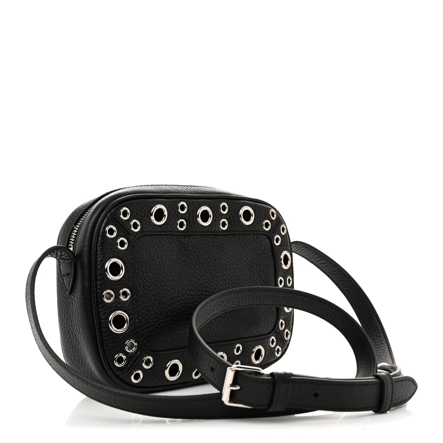 Grainy Calfskin Studded Nellcote Crossbody Bag Black
